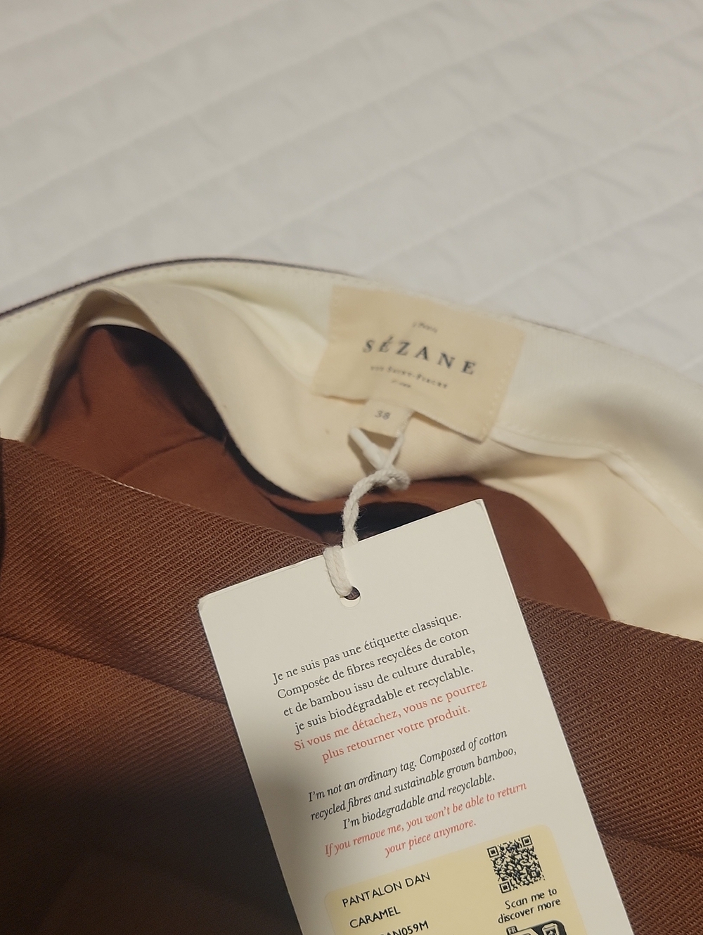 NWT Sezane Dan Trousers In Caramel Size 38 - Picture 2 of 3